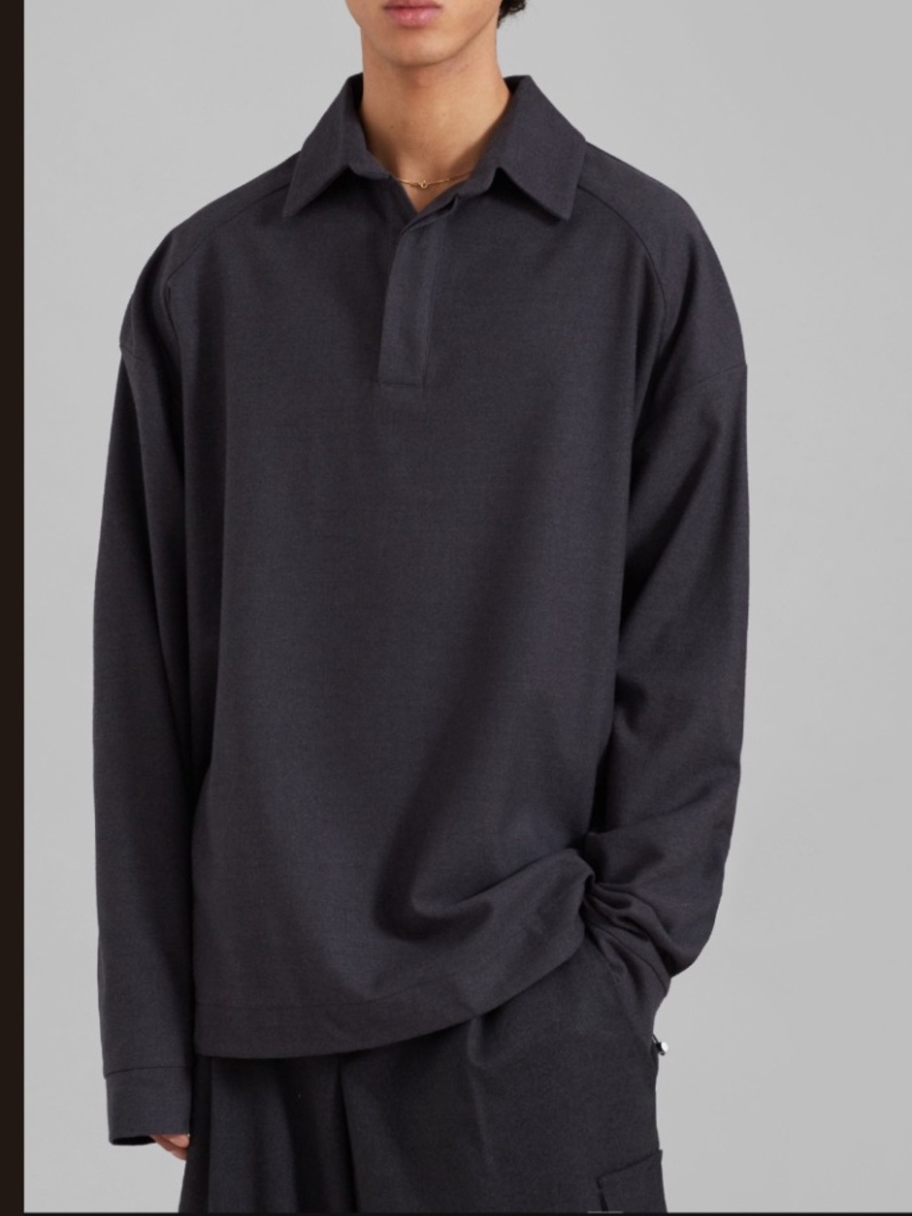 Dennis Drawstring-Hem Twill Polo Shirt - The Frankie Shop - Picture 4 of 4